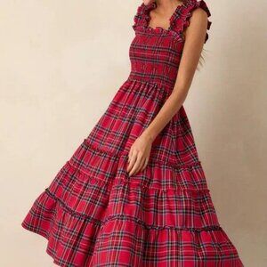 Plaid Ruffle Trim Tiered Dress